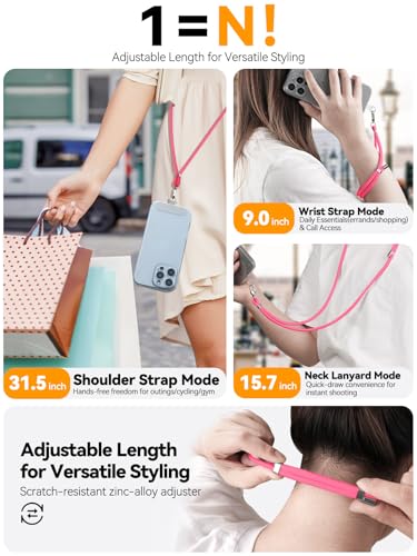 4-IN-1 Phone Lanyard, Adjustable Cell Phone Lanyard with 2 Tether Tabs, Men Women Wrist Strap for iPhone,Smartphone