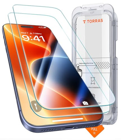 TORRAS Unbreakable 2-Pack for iPhone 17 Pro Max Screen Protector, 6.9" | Military-Grade Shatterproof, Ultimate Durable Tempered Glass, Anti-Scratch, 100% Ultra Clarity, Invisible Fit, Bubble-Free - size: iPhone 17 Pro Max （6.9 inch）
