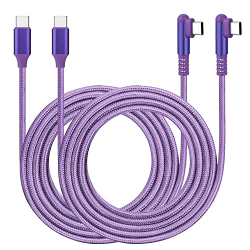 2 Pack 6FT USB C to USB C Cable, 60W Fast Charging, Right Angle, Purple, Compatible with Phone 16/15 ProMax/Samsung Galaxy/MacBook Air/Pad - color: 2Pack Purple, size: 6FT