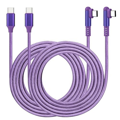 2 Pack 6FT USB C to USB C Cable, 60W Fast Charging, Right Angle, Purple, Compatible with Phone 16/15 ProMax/Samsung Galaxy/MacBook Air/Pad - color: 2Pack Purple, size: 6FT
