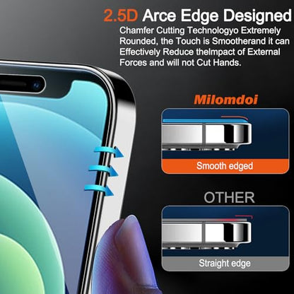 Milomdoi Screen Protector for Apple iPhone 12, Tempered Glass - size: iPhone 12 6.1 inch
