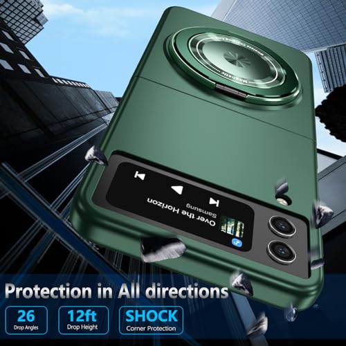 Magnetic Case for Samsung Galaxy Z Flip 4, [Compatible with MagSafe] Military Grade Shockproof Slim fit Samsung Z Flip 4 Phone Case with Magnetic Ring Kickstand, Green… - color: Green, size: Samsung Galaxy Z Flip 4