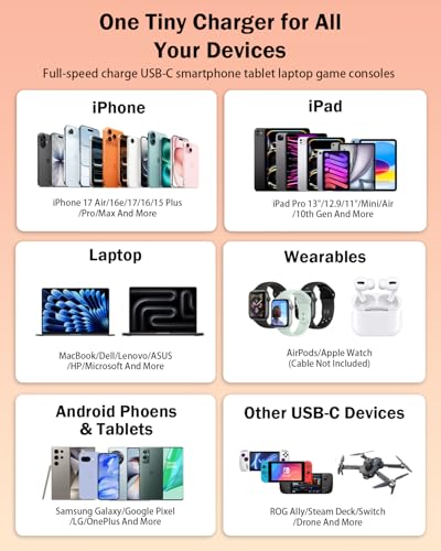 [Apple MFi Certified] 40W GaN III USB C Charger with 10FT Cable for iPhone - color: Orange