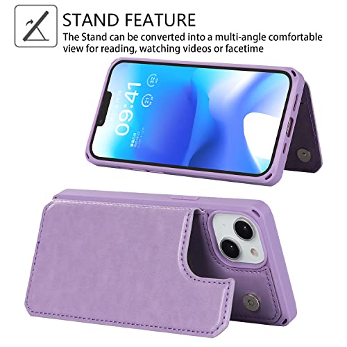 Cavor for iPhone 14 Wallet Case with Card Holder for Women, Purple - color: C-Purple