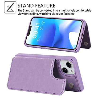 Cavor for iPhone 14 Wallet Case with Card Holder for Women, Purple - color: C-Purple