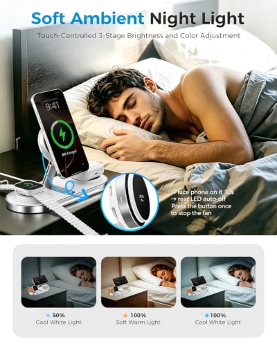 25W 3 in 1 Wireless Charging Station for Magsafe Charger for Apple Device - color: white