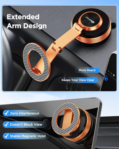 MSXTTLY Tesla Phone Mount for Magsafe, Vacumm Magnetic Car Phone Holder - color: Cosmic Orange