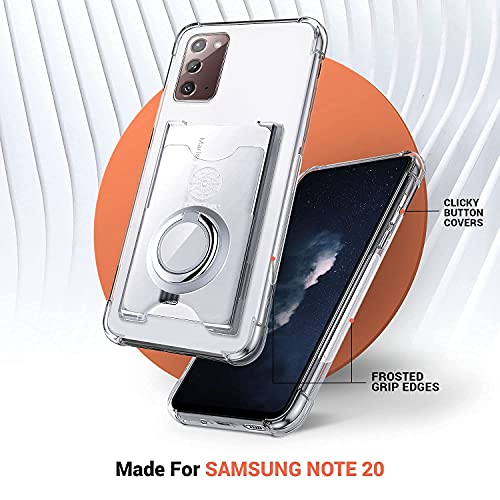 Shields Up for Samsung Galaxy Note 20 Case, Minimalist Wallet Case with Card Holder [3 Cards] & Ring Stand, [Drop Protection] Slim Protective Cover for Samsung Note 20 5G - Clear | Minimalist Wallet Case, 3 Card Slots, 360° Rotation Ring Stand/Kickstand,