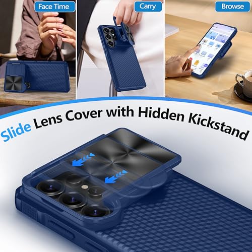 Magnetic for Samsung Galaxy S26 Ultra Case-Blue | [Slide Camera Cover][Kickstand][Compatible with MagSafe] Military Drop Protection Phone Case for Galaxy S26 Ultra - color: Blue