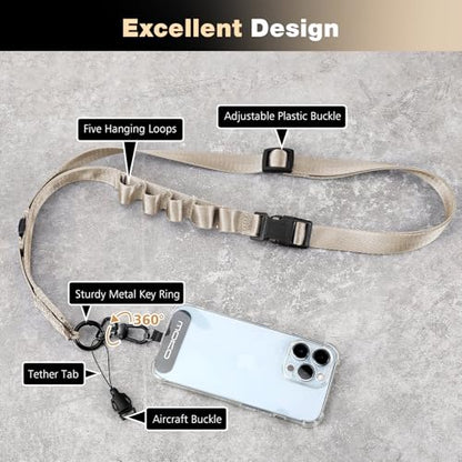 MoKo Adjustable Phone Lanyard Crossbody Strap with Detachable Quick Buckle - color: Light Khaki