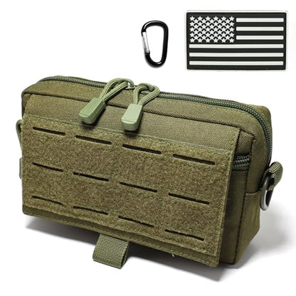 Tactical Molle Admin Pouch Compact Utility EDC Tool Bag Phone Pouches Fanny Waist Pack Bag Belt Pouch Small First Aid Kit - color: Green New