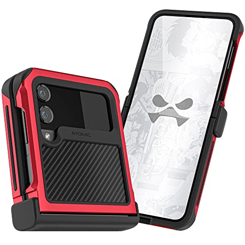 Ghostek Atomic Slim Galaxy Z Flip 4 Case - Aramid Back with Red Aluminum Bumper, Shockproof Dual-Layer Protective Phone Case, Limited Edition Color for 2022 Samsung Z Flip 4 Case (6.7") (Aramid-Red) - color: Aramid [Limited], size: Galaxy Z Flip 4