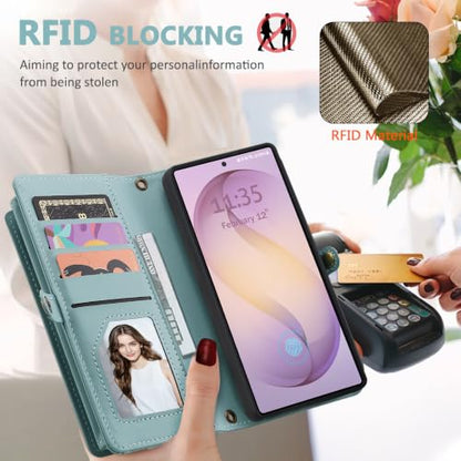 for Samsumg Galaxy S26 Ultra Wallet Case, Detachable Magnetic Phone Case,Faux Leather Strap Wallet,with RFID Blocking,Zipper Card Holder,Shoulder Straps (Blue) - color: Blue, size: Samsumg Galaxy S26 Ultra