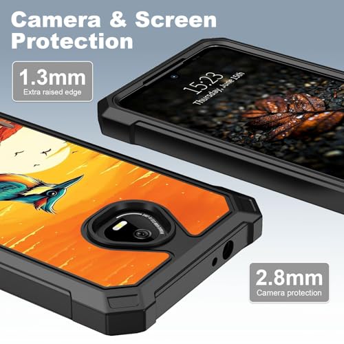 for Schok Volt Sv67q Sv67332 Case with Screen Protector, Military Grade Drop Protection, Dual Layer Hybrid Shockproof Protection TPU Phone Case for Schok Volt Sv67q, Artistic Bird - color: Artistic Bird