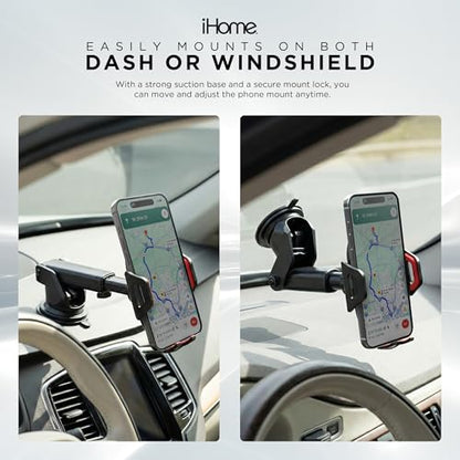 iHome Car Mount, Dashboard/Windshield/Vent Mount, Swivel Neck, Silicone Grip, Adjustable Mount Arm with Suction Cup Base (Adjustable Arm Car Mount) - style: Adjustable Arm Car Mount