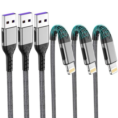 Compatible with Phone Chargers - 3 Pack 10ft USB A Liightning Cable, Fast Charging & Data Sync Cord, Compatible with Phone 14/13/12/11/Pro/Max/XS/XR/X/8/7/6/Plus/Pad etc.