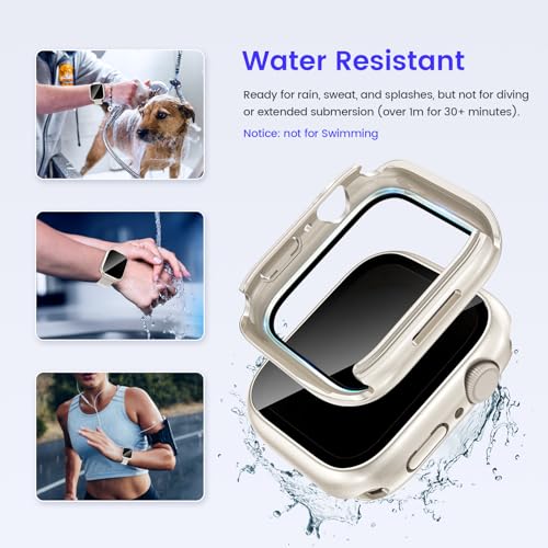 Goton Privacy Waterproof Case for Apple Watch Series 11/10 46mm - color: Starlight, size: 46mm
