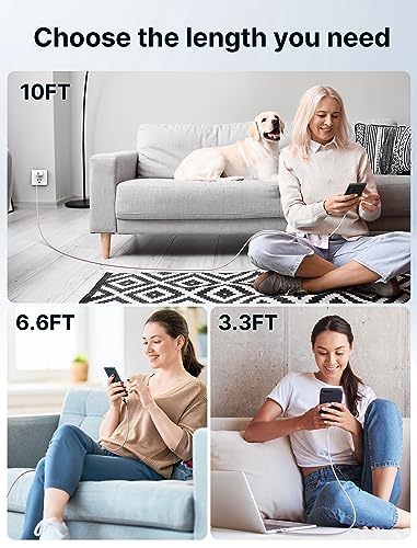 JSAUX USB C to USB C Cable, 3-Pack 10ft/6.6ft/3.3ft, 5A Fast Charging, Pink - color: Pink, size: 10 ft+6.6 ft+3.3 ft