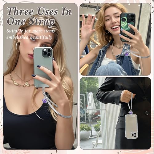 Phone Wrist Strap Phone Charm Strap Metal Phone Chain Tab Welding Process not Easy to Break - color: Flat Cat Paw