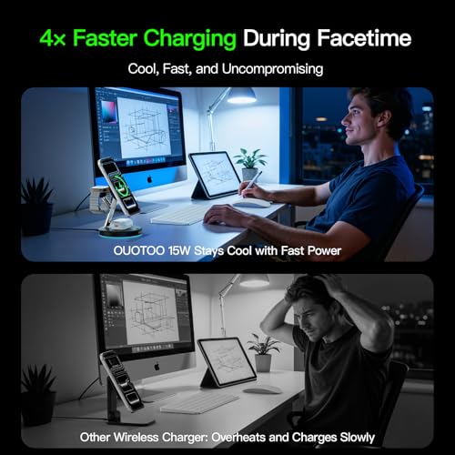3 in 1 Mag-Safe Wireless Charger Stand for iPhone Apple Watch AirPods - color: Black