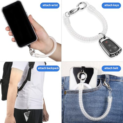 OUTXE Phone Lanyard Tether with 4 Patch- 2× Phone Tether, 4× Phone Patch with Adhesive, Compatible with Smartphone- Fine Glitter - color: #4- Fine Glitter