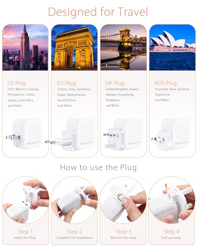 100W GaN USB C Charger Block, 4-Port Portable Fast Wall Charger with Foldable Plug & Travel Adapters, Fast Charging Station for iPhone 18/17/16 Pro/Pro Max, MacBook, ipad, Samsung, Laptop
