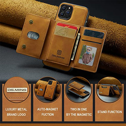 Leather Wallet Phone Cases Compatible with iPhone 14 Pro Max Case with Card Holder Men 6.7'' 2 in 1 Detachable Back Cover (Brown, IP 14 Pro Max) - color: Brown, size: IP 14 Pro Max