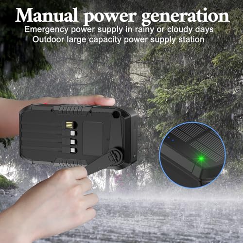 Solar Power Bank 66800mAh Built in Hand Crank for Camping and Hiking - color: Black