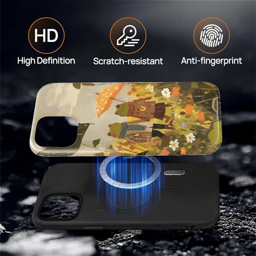 Magnetic for iPhone 15 Case,[Compatible with Magsafe] Dual Layer Protective Heavy Duty Shockproof Rugged Drop Protection Bumper Hybrid Case - Rain Frog and Toad - color: Rain Frog and Toad, size: iPhone 15