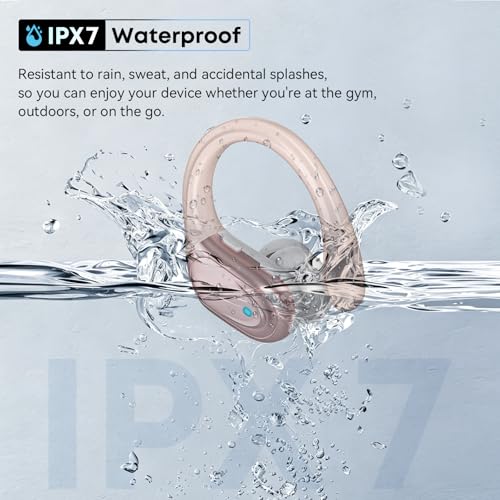 HAOYUYAN Sports Bluetooth Headphones, 80Hrs Playtime Wireless Earbuds with LED Power Display, IPX7 Waterproof Earphones for Workout/Running, Noise Canceling Headset Ear Buds