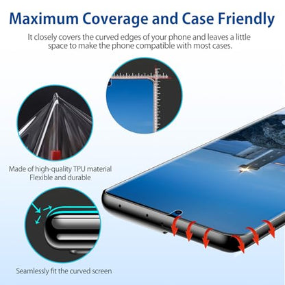for Samsung Galaxy S21 Ultra Privacy Screen Protector, Anti-Spy Flexible TPU Film for S21 Ultra [2 Packs], Support Fingerprint Unlock, Positioning Tool, Full Coverage, Case Friendly, Self-healing, Compatible with S21 Ultra 5G (6.8 Inch) - size: Samsung Ga