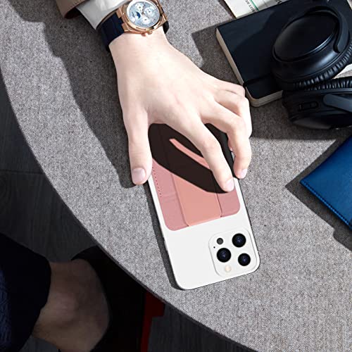 WWW Card Holder with Stand for Back of Phone,Secure Stick on Wallet,PU Leather Credit Cards Holder for Cell Phone with 3M Adhesive Sticker for Smart Phones,Pink