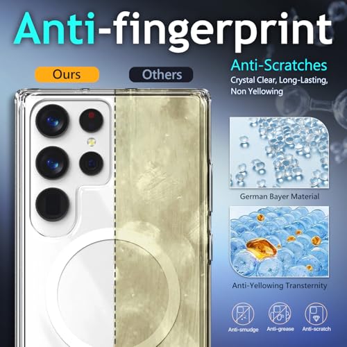 YZB Magnetic for Samsung Galaxy S22-Ultra Case, Clear | Compatible with MagSafe | Slim Fit Lightweight Shockproof, Military-Grade Protection, Yellowing Resistant Scratch-Resistant Back - color: Crystal Clear, size: Galaxy S22 Ultra