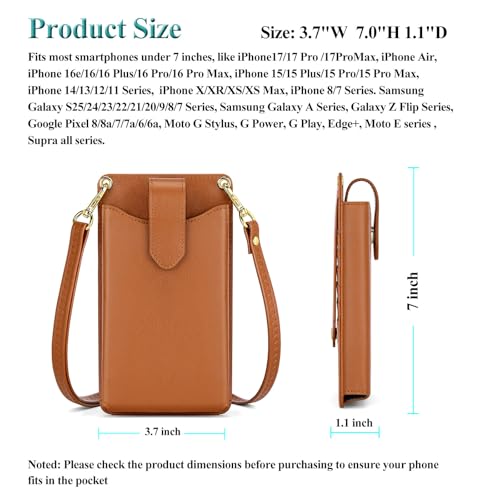 Peacocktion Small Crossbody Cell Phone Purse for Women, Lightweight Mini Small Crossbody Bags for Women with Card Slots - color: 03-brown