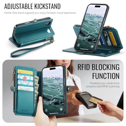 for iPhone 17 Air Phone Case Wallet Magnetic Detachable, Turquoise - color: Turquoise, size: iPhone Air