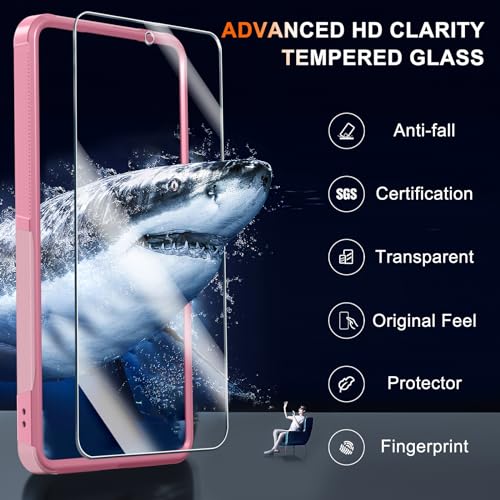 Case Compatible with Moto G Stylus 5G 2024, Full Body Heavy Duty Rugged Shockproof Protective Phone Cover with Lanyard Strap, Tempered Glass Screen Protector, Cute Pink | with Tempered Glass Screen Protector+Lanyard Strap,Rugged Shockproof Protective Phon