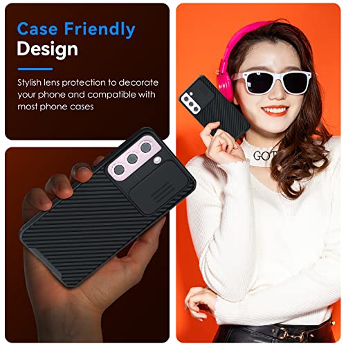 CloudValley [3 Pcs for Samsung Galaxy S24 / S23 / S23 Plus Camera Lens Protector, 9H Tempered Glass + Aluminum Alloy Metal Individual Lens Protective Ring 5G 2023, Glitter Purple - color: Glittler Purple