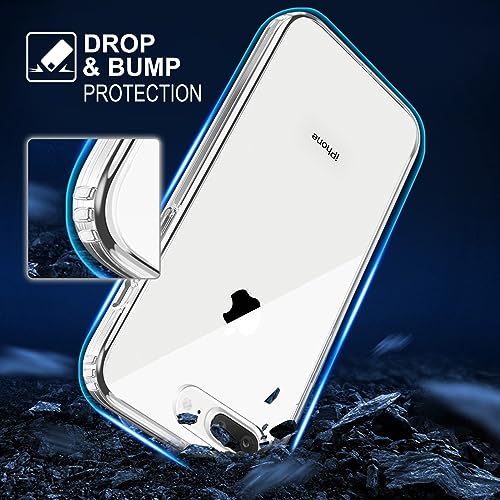 TENOC Phone Case Compatible with iPhone 7 Plus & iPhone 8 Plus, Clear Case Non-Yellowing Protective Bumper Hard Back Cover for 5.5 Inch - color: Clear Anti-Yellowing, size: iPhone 7/8 Plus