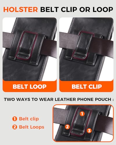 NINKI Belt Clip Holster for Samsung Galaxy Z Fold 8 Ultra 7 6 5 4 3 2 Bag with Card Holder & S Pen Slot & Stylus, Leather Cover Waist Holder Pouch for Samsung Z Fold 8 Ultra Case Holsters Belt, Black - color: Black