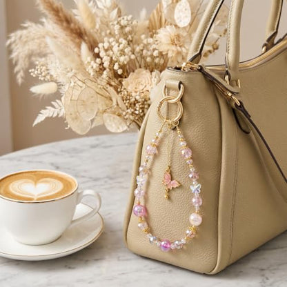 2 Pcs Butterfly Pendant Phone Wrist Strap Wristlet Keychain Camera Strap