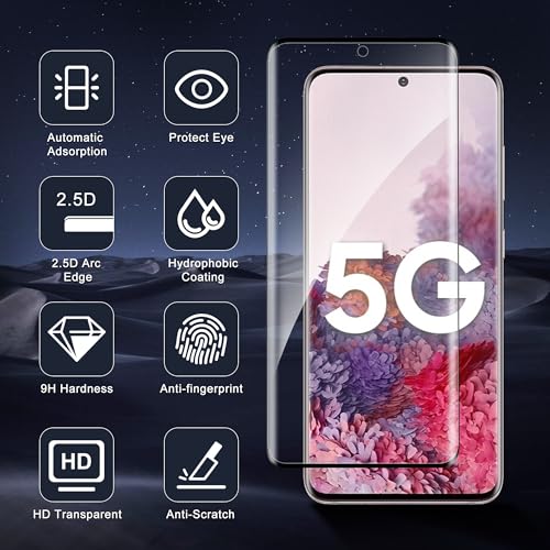 3 Pack for Samsung Galaxy S20 Screen Protector | Fingerprint Compatible, 9H Tempered Glass Full Coverage, Anti-Scratch, Case Friendly, HD Clear, Bubble-Free - size: 6.2 Inch-Galaxy S20