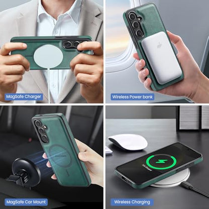 for Samsung Galaxy S26 Plus 2 in 1 Detachable Card Bag Wallet Case Durable Leather Wallets Magnetic Card Holder 4 Card Slots Ring Stand RFID Blocking Green - color: Green, size: Samsung Galaxy S26 Plus