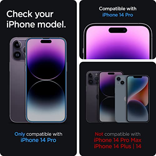 Spigen GlasTR EZ FIT Screen Protector for iPhone 14 Pro | 9H+ Tempered glass, Scratch resistance, Auto-align tray, Lab-tested 100% clarity, Original touch, Case-friendly, 2 Pack - size: iPhone 14 Pro