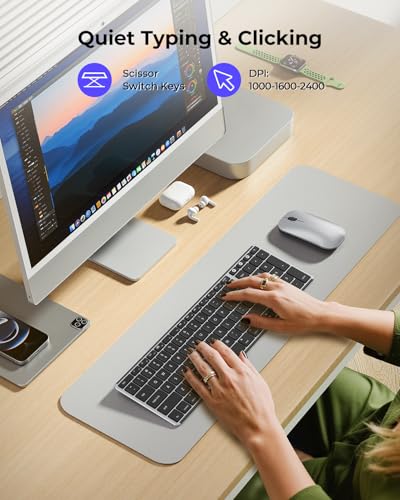 seenda SKM64-2 Bluetooth Keyboard and Mouse Combo for Mac, MacBook and iPad - color: Black & Silver