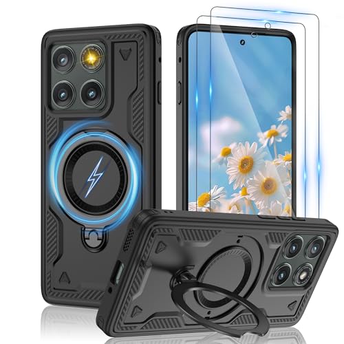 Gritup for Moto Edge 5G 2025 Magnetic Case,Compatible with MagSafe & [HD Screen Protector×2],Metal Rotated Kickstand,Military Grade Shockproof Protective,Moto Edge 5G 2025,Black - color: Black, size: MOTO EDGE 5G 2025(6.8 IN)