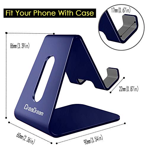 CreaDream Phone Stand Holder, Aluminum Phone Stand for Desk - color: Navy blue