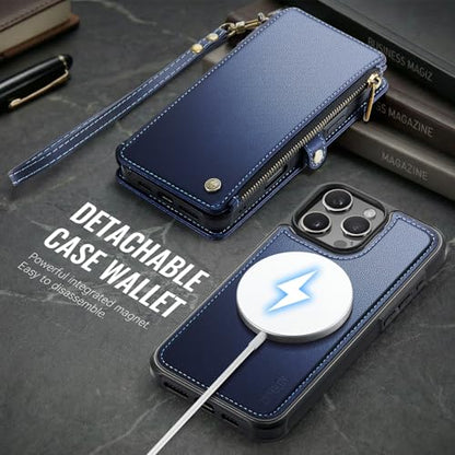 for iPhone 16 Pro Max - Phone Case Wallet Magnetic, Navy Blue - color: Navy Blue, size: iPhone 16 Pro Max