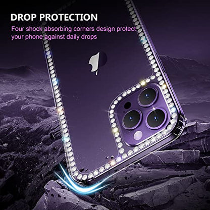 Compatible with iPhone 14 Pro Case for Women Girls 3D Glitter Sparkle Bling Case Luxury Shiny Cute Crystal Charms Rhinestone Diamond Bumper Soft TPU Clear Cover Case for iPhone 14 Pro - size: iPhone 14 Pro