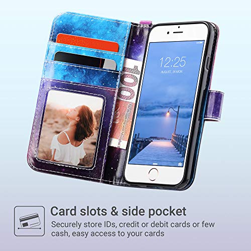 ULAK for iPhone SE 3(2022)/SE(2020)/8/7 Wallet Case Card Holder, Mandala | Premium PU Leather Flip Case with Kickstand Card Slots,RFID Blocking,Wrist Strap, Durable Shockproof Cover 4.7 Inch - color: Mandala