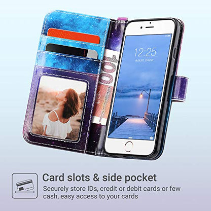 ULAK for iPhone SE 3(2022)/SE(2020)/8/7 Wallet Case Card Holder, Mandala | Premium PU Leather Flip Case with Kickstand Card Slots,RFID Blocking,Wrist Strap, Durable Shockproof Cover 4.7 Inch - color: Mandala